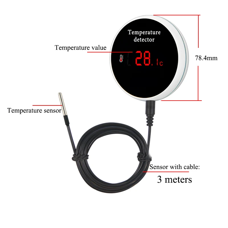 Digital Tuya Temperature Sensor WIFI with External 3M Cable Smart Life Home Thermometer Thermostat Alarm App Remote Monitoring