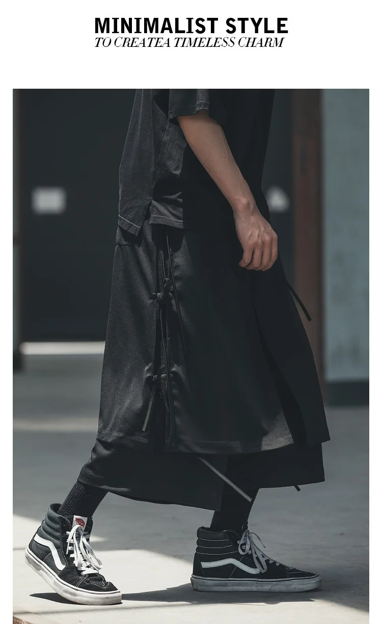 2021 primavera e verão solto moda multi-funcional escuro samurai calças octuple