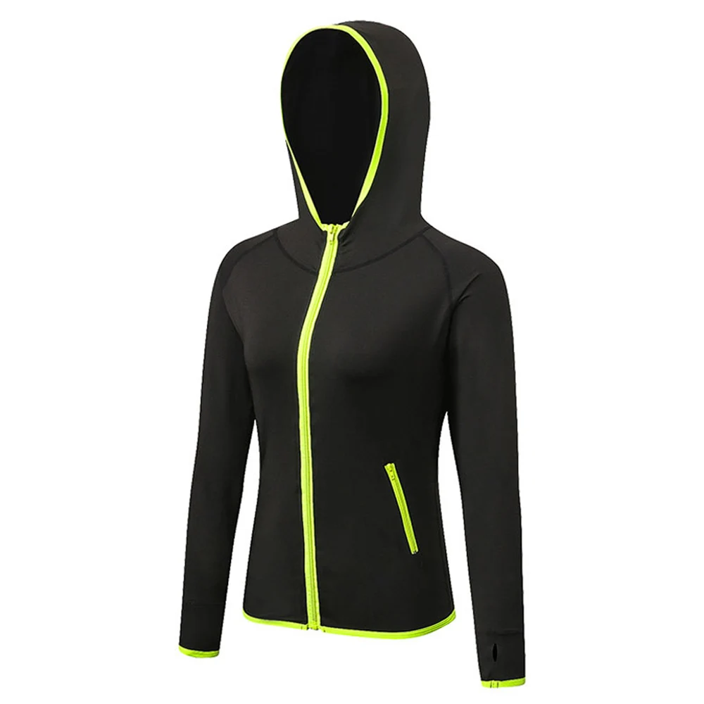 Black Green Женские толстовки на молнии для йоги, фитнеса, тренировок, спортивная куртка SPSYL0092 - Цвет: Black Green