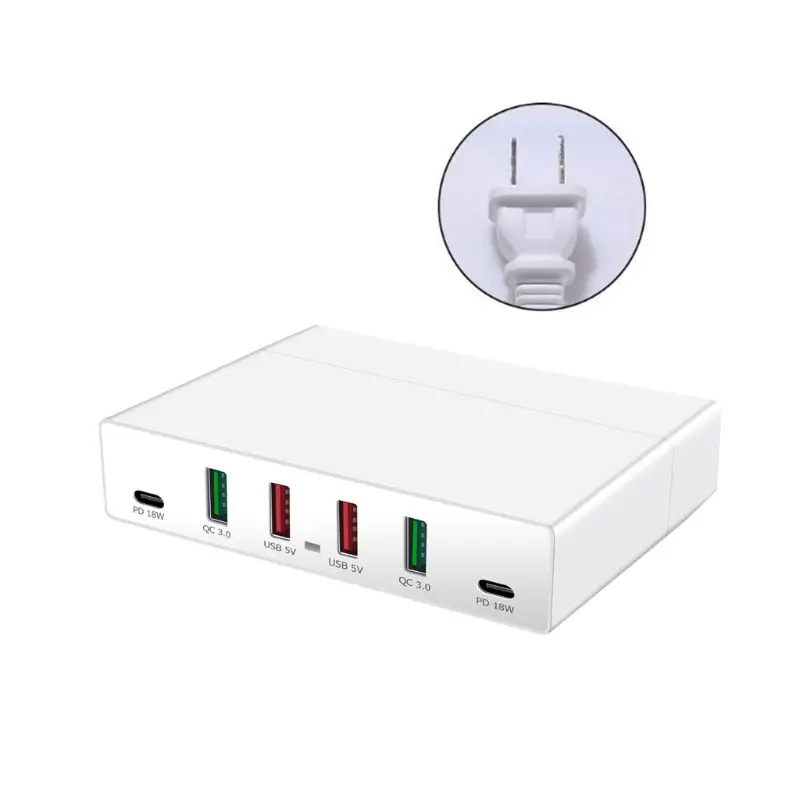 72 Вт QC3.0 Quick Charge 3,0 4x USB Dual USB C type-C PD быстрая зарядная станция Hub H37E