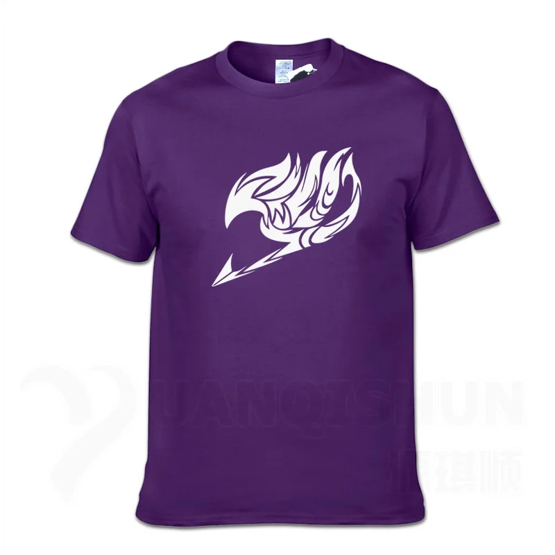 Purple Boutique T-shirt Summer New Printed Fairy Tail T Shirts Men Anime T Shirts Short Sleeve O-neck Fashion T-shirt Cartoon Tops Tee - Color: Purple