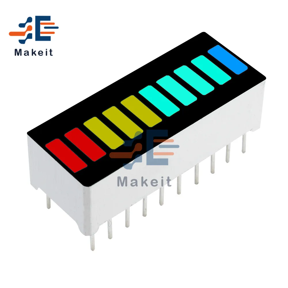 

10 Segment Full Color LED Display Module Four Color Bargraph Light Ultra Bright Red Yellow Green Blue Colors