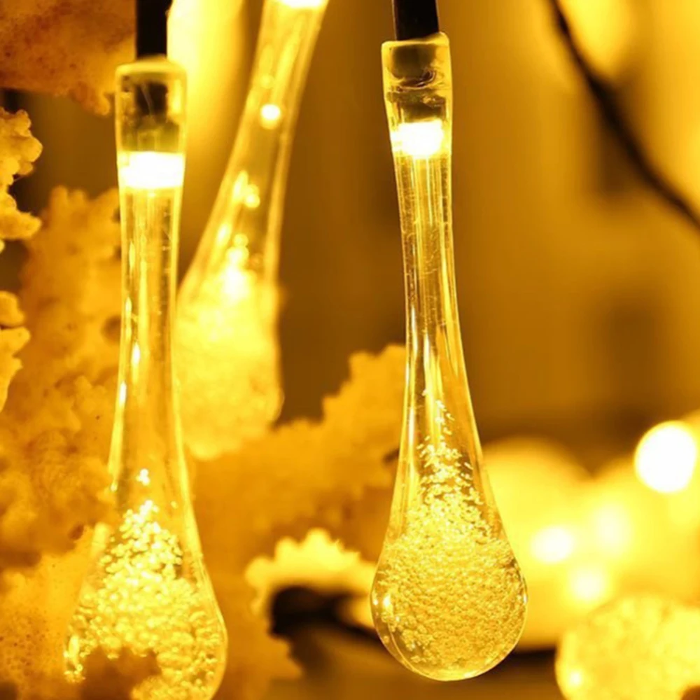 20 светодиодный Сказочный водонепроницаемый струнная лампа в виде капли сада Рождественская елка свадебное украшение для дома