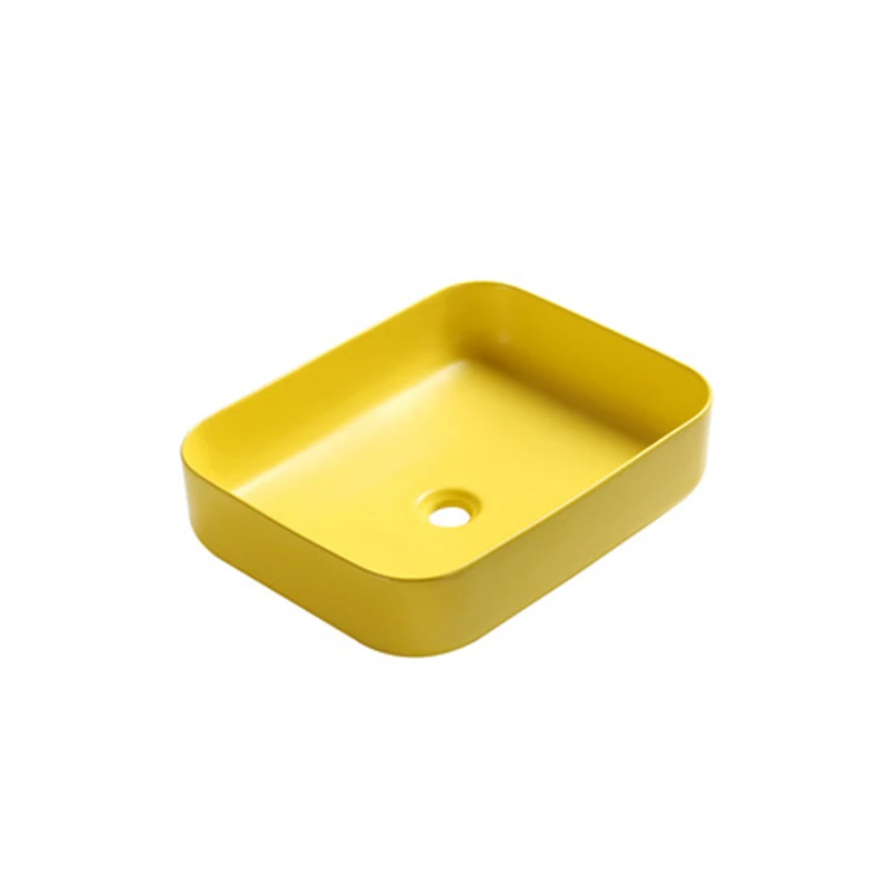 Nordic Yellow Above Counter Basin Ceramic Square Bathroom Art Washbasin Shampoo Sinks Hand Painted Porcelain Sinks without tap Nordic Yellow Above Counter Basin Ceramic Square Bathroom Art Washbasin Shampoo Sinks Hand Painted Porcelain Sinks without tap