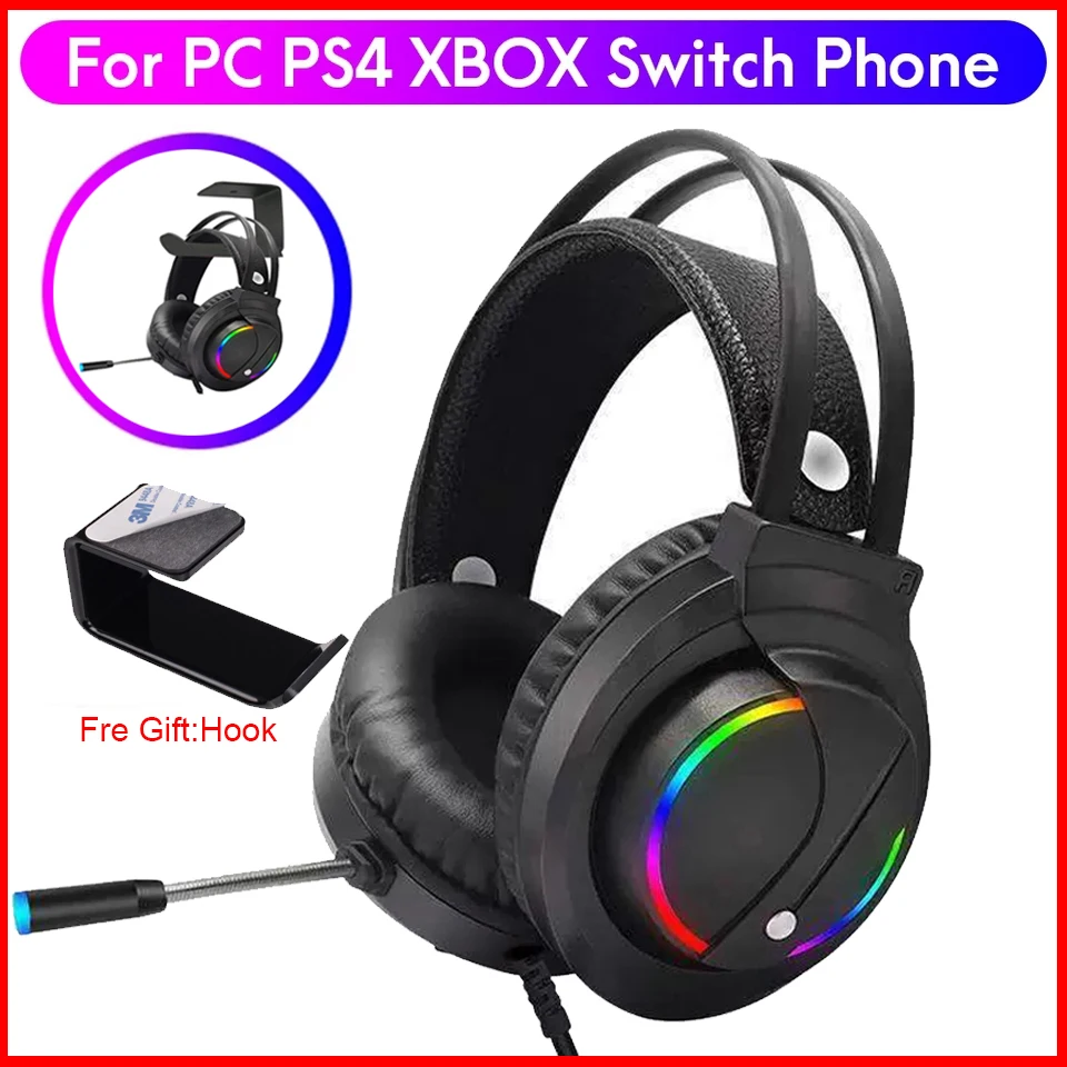 Gaming Headphones For PC Wired headphones with microphone Head-Mounted ​with Colorful