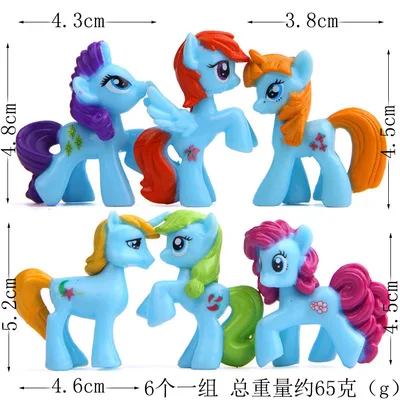 6 шт./компл. Блеск Блестящий Единорог Лошадь миниатюрная Статуэтка Сказочный садовый орнамент мини ремесло микро гном Террариум растительный горшок Декор - Цвет: blue