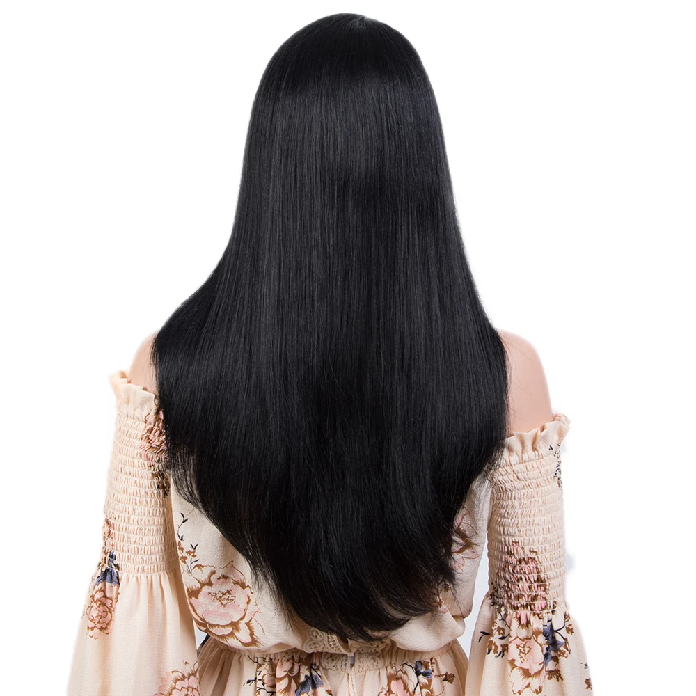 Perucas de Cabelo Humano para as Mulheres Peruca do Laço em Linha Elegante Destaque Colorido Humano Reta Brasileiro 30 Polegada Peruca Longa 4 Per. tela parc.