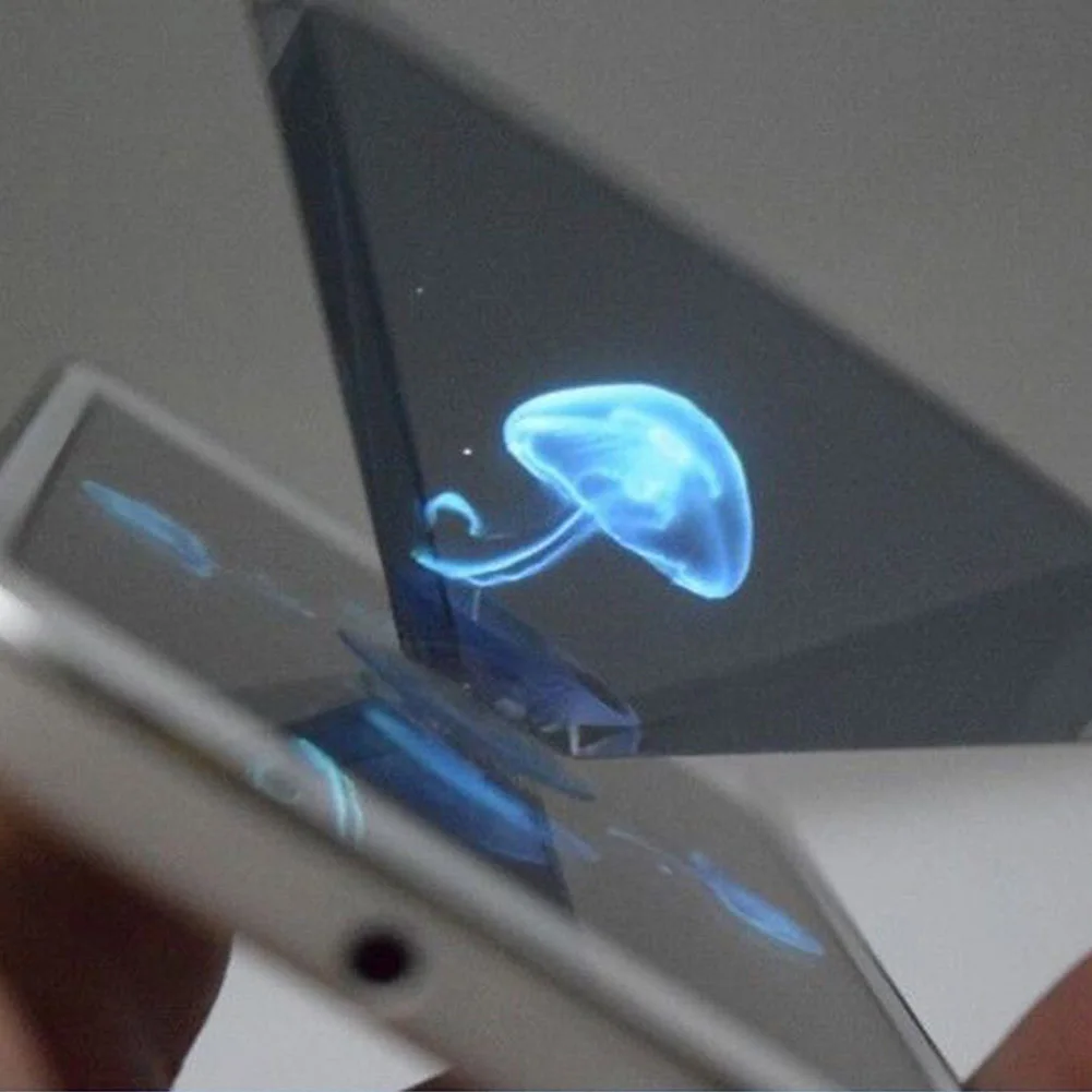 PET Miniature Flat-folding 3D Projector Video Hologram Pyramid Display Universal For Smart Phone