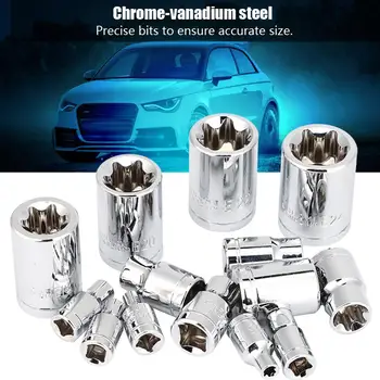 

14Pcs E-Type Torx Star Bit Socket Set E4-E24 1/4" 3/8" 1/2" Drive Repair Tool Kit for auto repair