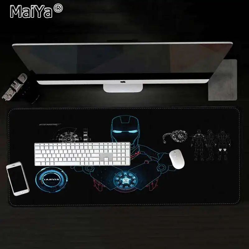 Lock Edge 40X90cm Maiya Marvel iron man Jarvis безупречные отрасли силиконовый большой/маленький коврик для мышки игра большой коврик для мыши клавиатуры коврик - Цвет: Lock Edge 40X90cm