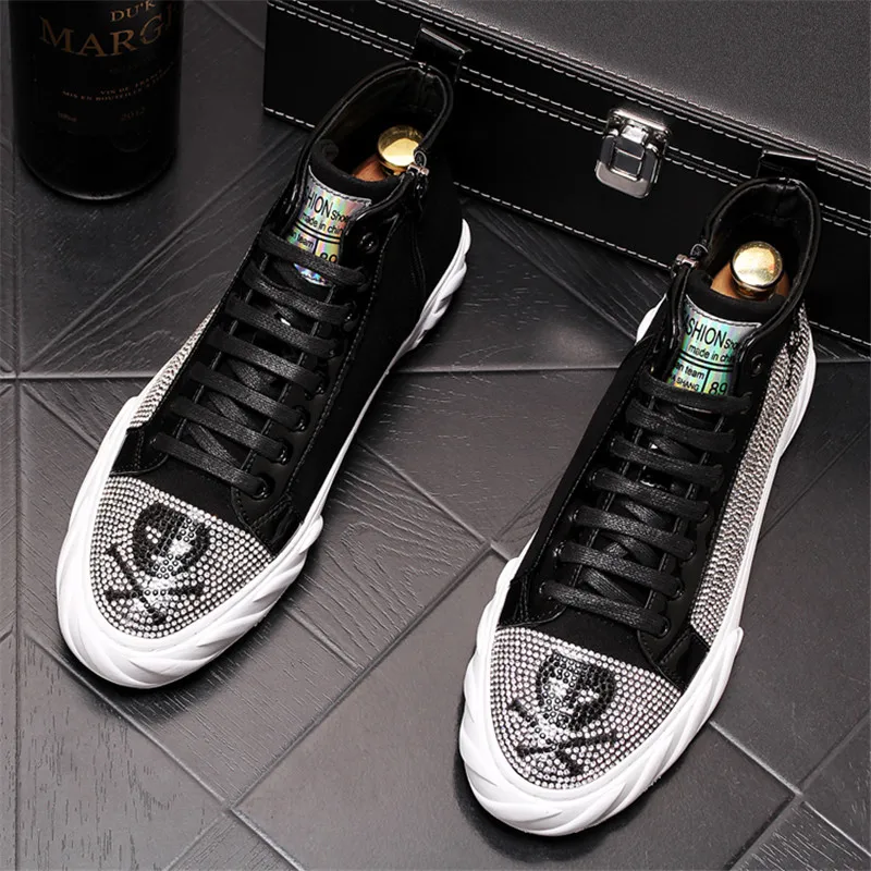 Zapatos De Hombre/обувь на массивном каблуке с украшением в виде черепа; модная мужская обувь; Chaussures Homme Lux 4#15/15E50