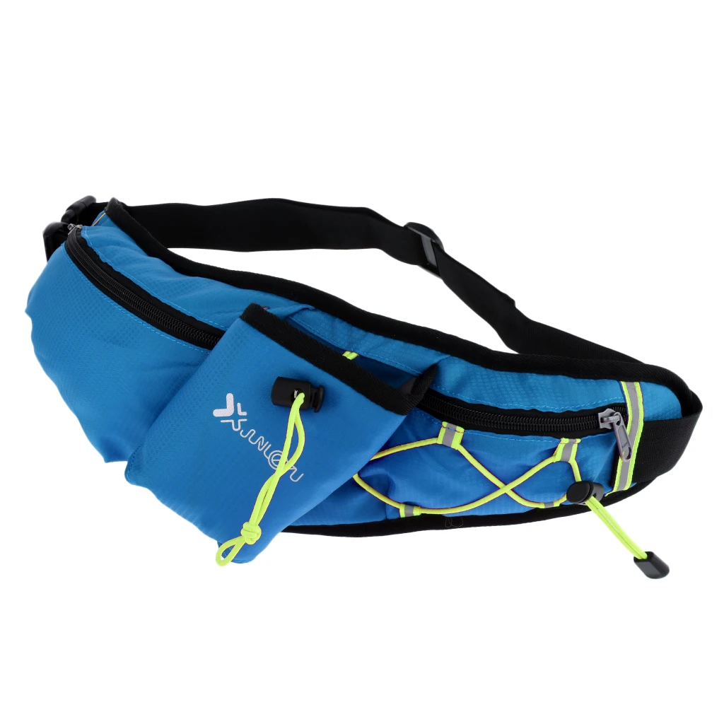 Blue Waterproof Reflective Waist Pack Outdoor Sports Running Hiking Waist Bag with Bottle Holder and Earphone Hole Men Women - Цвет: Blue