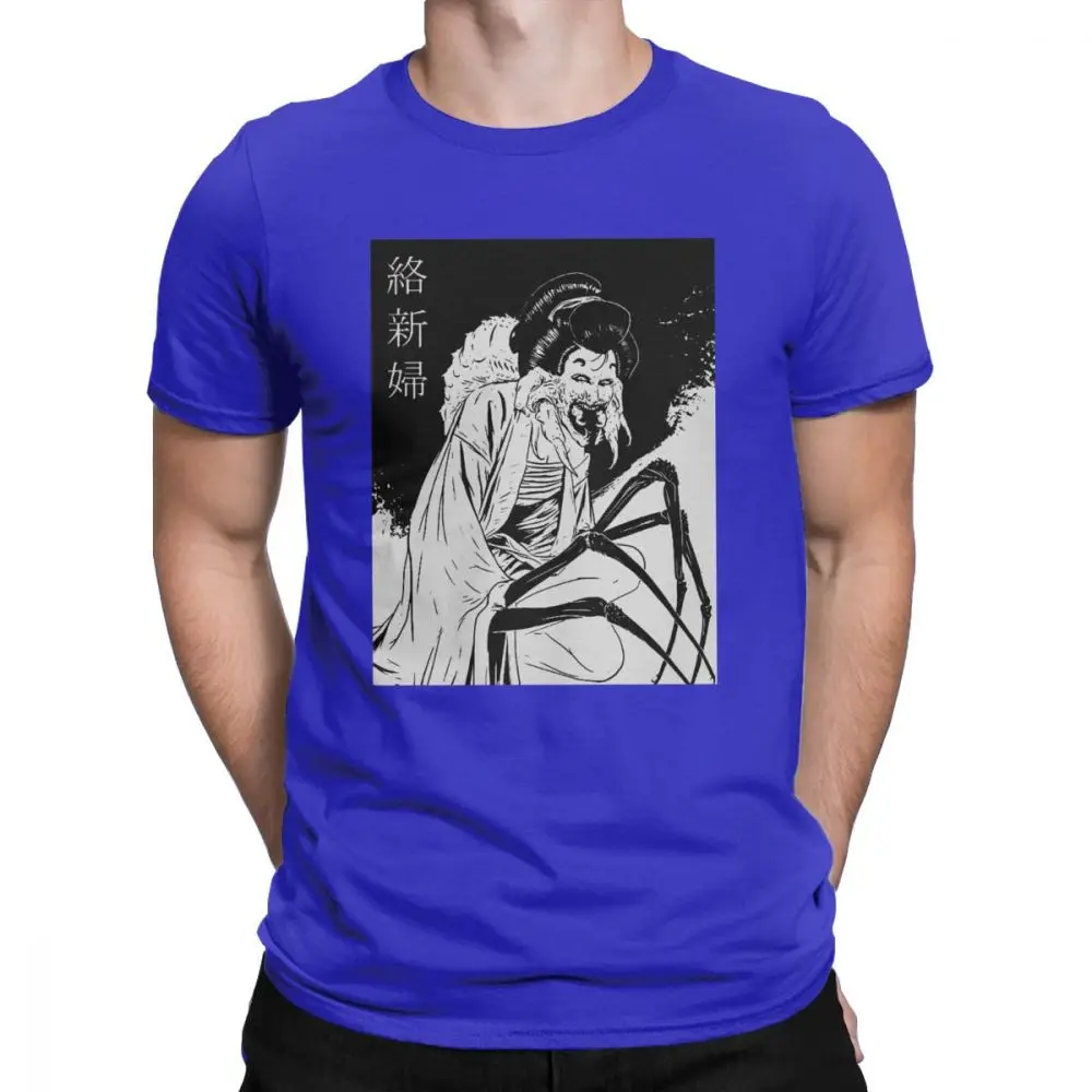 Гейша черный Junji Ito футболка для мужчин японский каго манга ужас Harajuku хлопковая футболка Новое поступление - Цвет: Синий