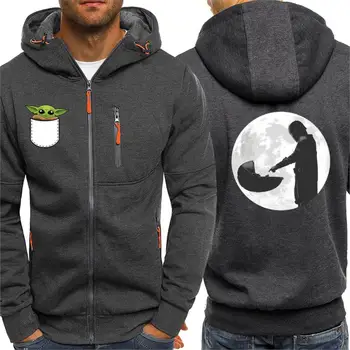 

Mandalorian Hoodies Men Hip Hop Streetwear 2020 Spring Winter New Casual Zipper Jackets Baby Yoda Funny Fleece Hooded