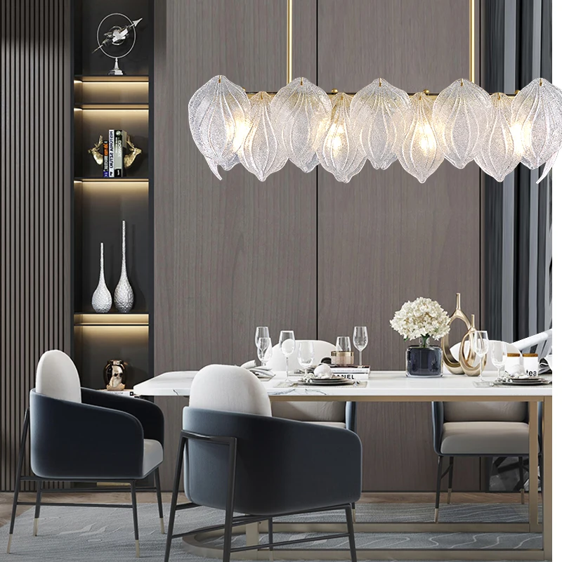 Restaurant chandelier post modern glass lamp bar rectangular light luxury simple atmosphere creative home LED | Освещение