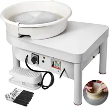 Ceramic-Wheel-Machine VEVOR Electric-Pottery 220V 25cm Adjustable-Feet DIY 300W