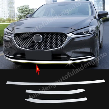 

3pcs For Mazda 6 Atenza 2019-2020 New Stainless Steel Front bumper lip trim strips Decorative cover Car Accessories