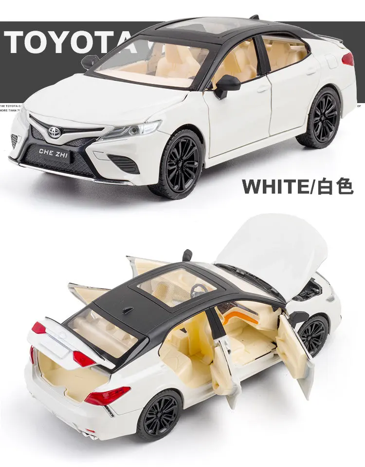 New 1:24 Toy Car Toyota Camry Metal Alloy Diecast Car Model Miniature Scale Model Sound and Light Model Car Toys For Children