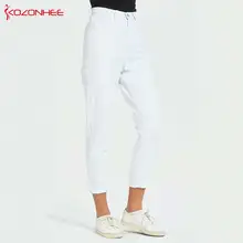 Casual Cotton white MOM Jeans Women High Waist Female Women's Inelastic Straight Jeans Plus Size #86 Casual Cotton white MOM Jeans Women High Waist Female Women's Inelastic Straight Jeans Plus Size #86