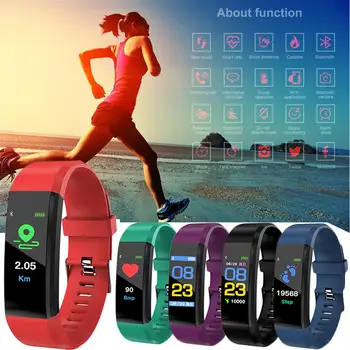 

Waterproof Pedometer Smart Blood Pressure Monitor Heart Rate Fitness Tracker Pedometer Running Step Counter Wrist Watch 115Plus