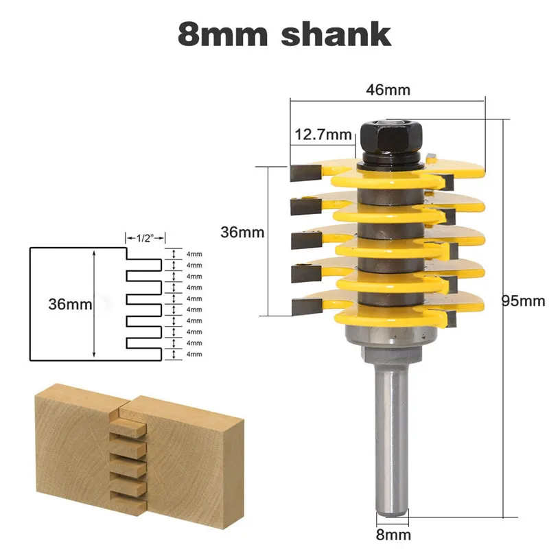 

8mm Shank Milling Cutter Woodwork Finger Joint Cutter Wood Cutters Milling Tools T-slot Router Bit Set Woodworking Tool