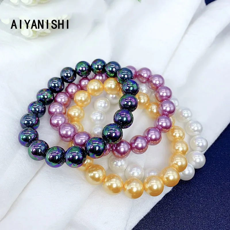 

AIYANISHI Korean Fashion 8/10mm Pearl Bracelets for Women Charm Bracelets For Women Jewelry Summer Beach Style Jewelry Gifts