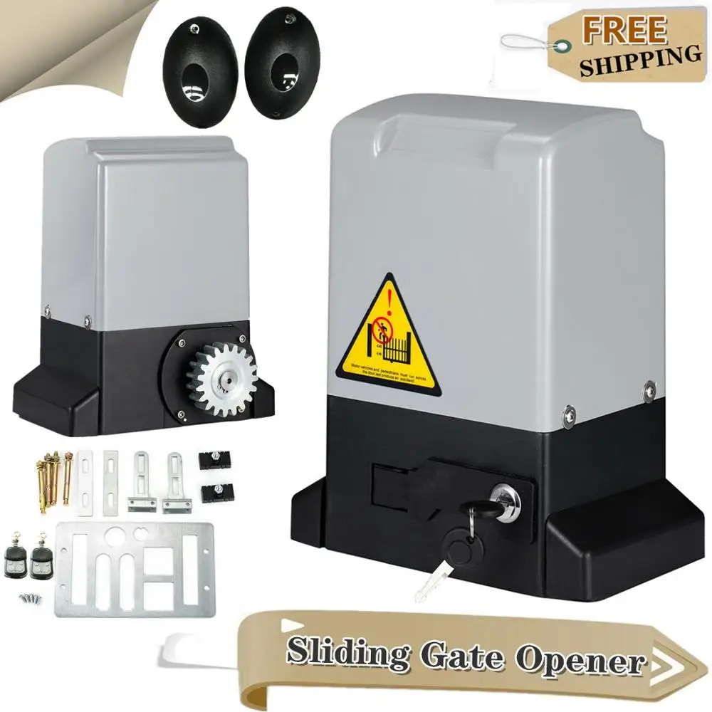 US $163.79 1200KG 550W Automatic Electric Sliding Gate Motor Opener Gate Sliding Gautomatic Kit with Infrared sensor 4×4m Rack 2 Remote