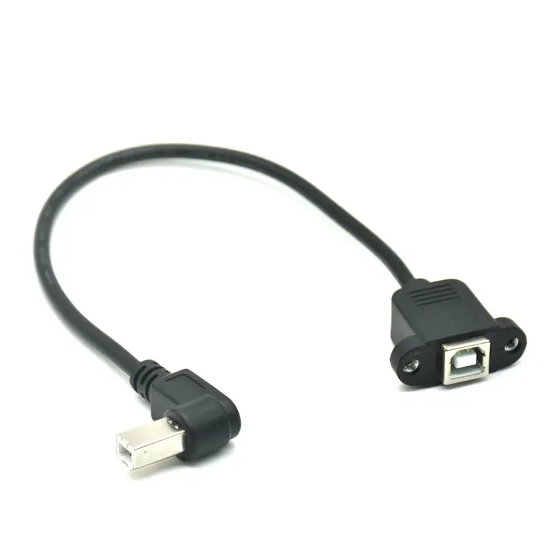 30CM M/F USB 2.0 Type B Male to Female Right Angle Extension Data Cable Panel Mount For Printer Cable Screw Hole usb extension cable usb printer cable usb extension adapter