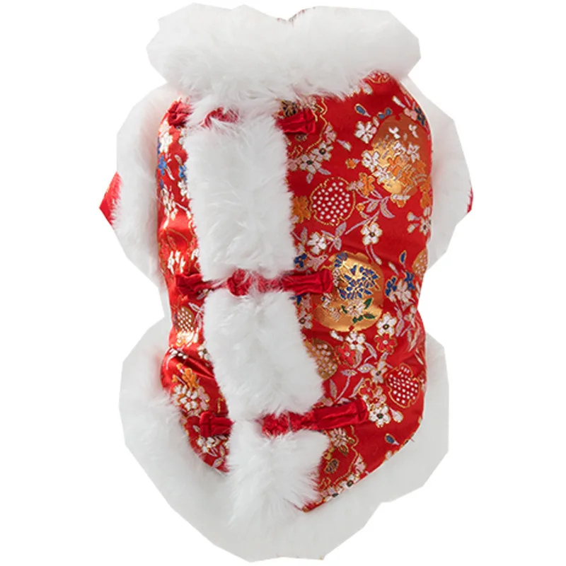 Китайский год, одежда для собак, костюм Тан, Xin Nian, Одежда для питомцев, Весенняя Праздничная куртка для собак, чонсам, пудель, Бишон, костюм для Мопса - Цвет: Красный