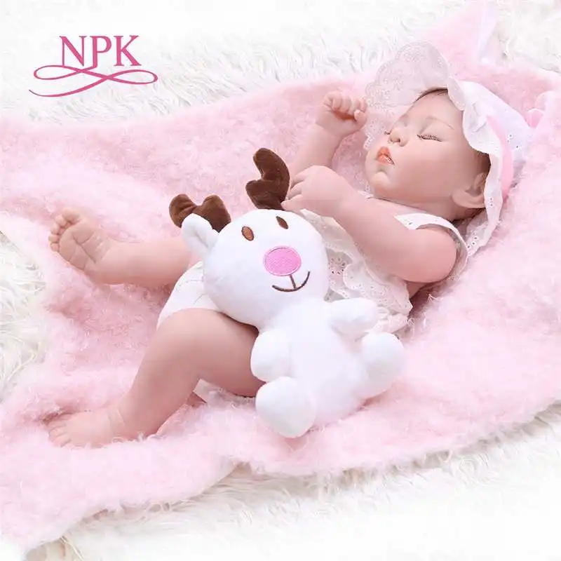 

NPK 48CM premie newborn realistic reborn soft full body slicone lifelike pinky sleeping baby Anatomically Correct