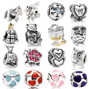 

2019 NEW Thai Silver Retro Christmas Tree Snowflake Bear Owl Flower Love Beaded Clip Charm Original Limited Edition Jewelry