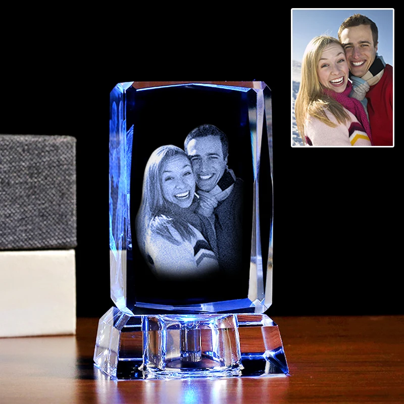 Cadre Photo en cristal en forme de cœur, personnalisé gratuitement,  veilleuse LED, décoration de la maison, cadeau d'anniversaire, Souvenir -  AliExpress