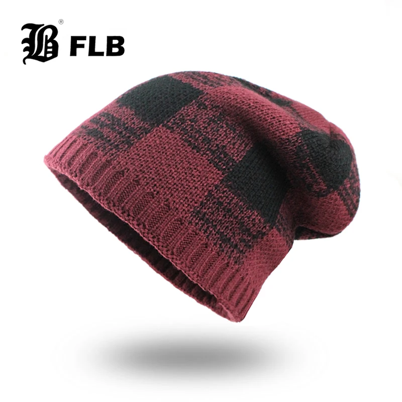 

[FLB] Men's Skullies Beanies Autumn Knitted Hats Winter Soft Knitting Beanie Cap Men Geometric Knit Gorras Bonnet Caps F18073
