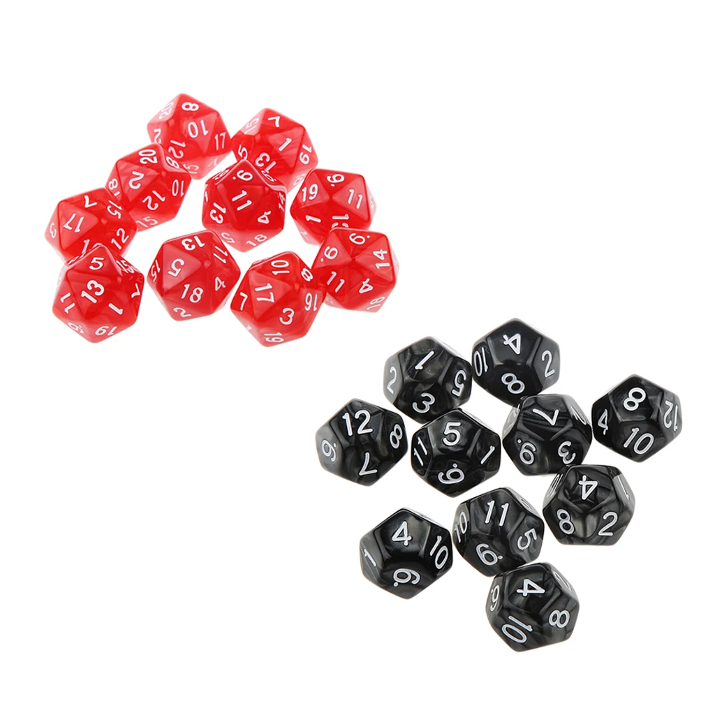 20 Pieces Dice Set 10mm D20 and Blank Dice for D&D MTG Role Playing Game Player Toys