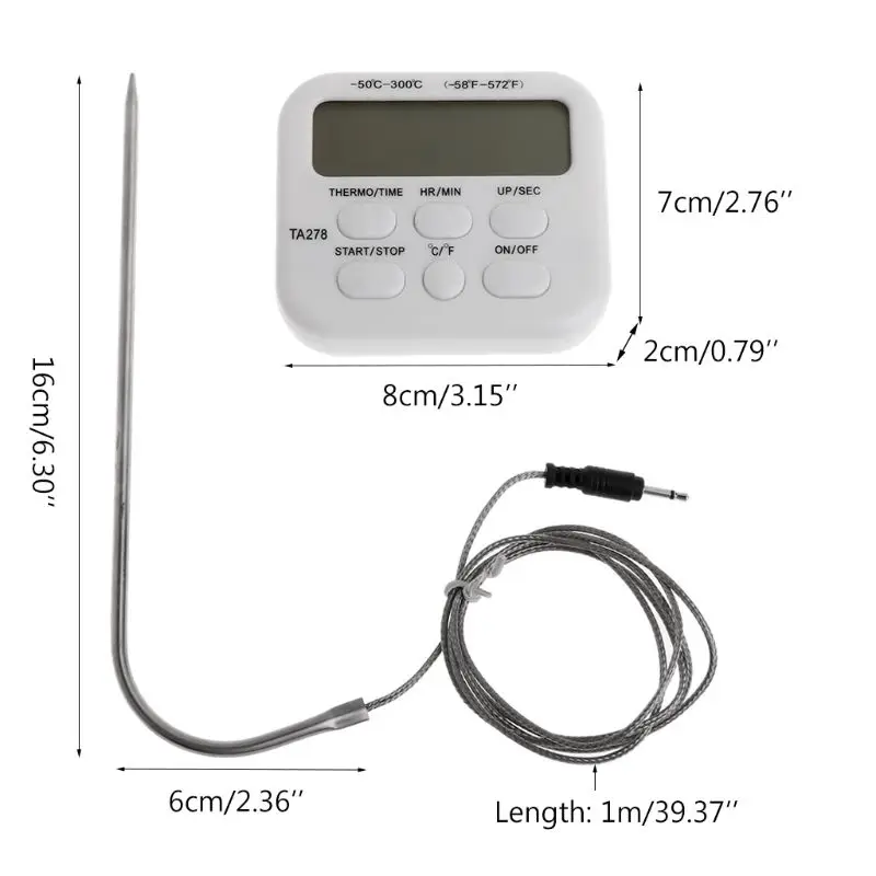 

Digital BBQ Thermometer Cooking Meat Food Oven Grill Kitchen Timer Thermometer Q1FD