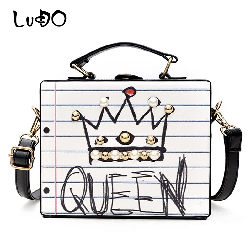 

Fashion Luxury Handbags Fashion Letter Diamonds Pearl Rivet Box Shape Casual Women Bags Designer Leather Shoulder Messenger Bags