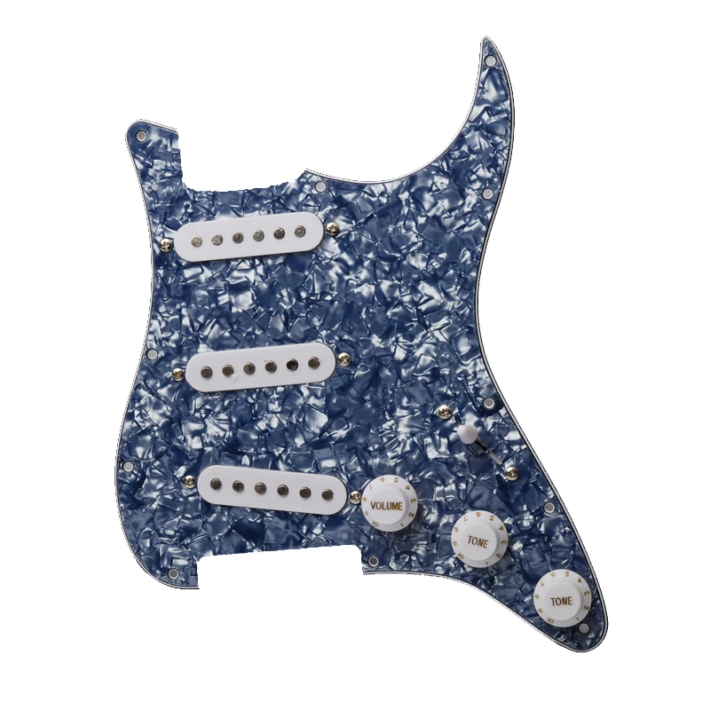Многоцветный ST Pickguard схемы SSS W/B/W с черным звукоснимателем