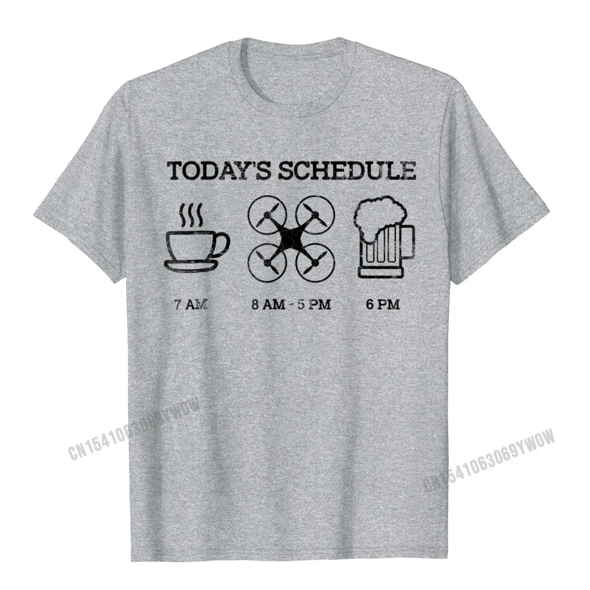Comics Cotton Fabric Men Short Sleeve Tees Casual Thanksgiving Day Tshirts Cool T Shirt Latest Round Collar Top Quality Quadcopter Drone Flying Funny T Shirt - Todays Schedule__973 grey