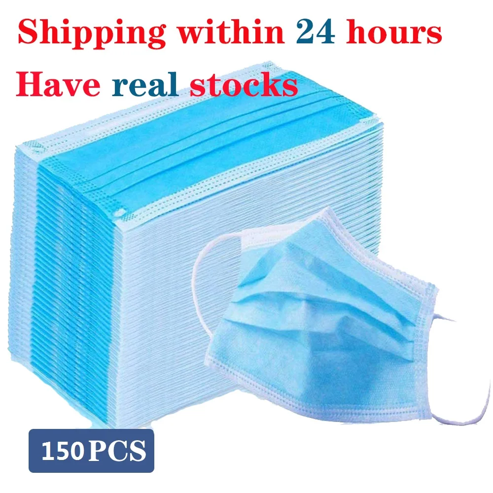 

150pcs Mask Factory Wholesale 3 Layer Disposable mouth mask Anti-dust Anti-Pollution Disposable Face Mask Dust Filter Mask
