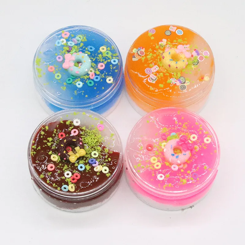 

2019 New Toys For Children donut for foam fimo clay DIY magic sand glitter slime snowflake mud slime glitter Decompression toys