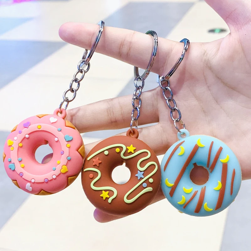 Cartoon Donut Keychains Cute Donuts PVC Keychain Creative Pendant Car