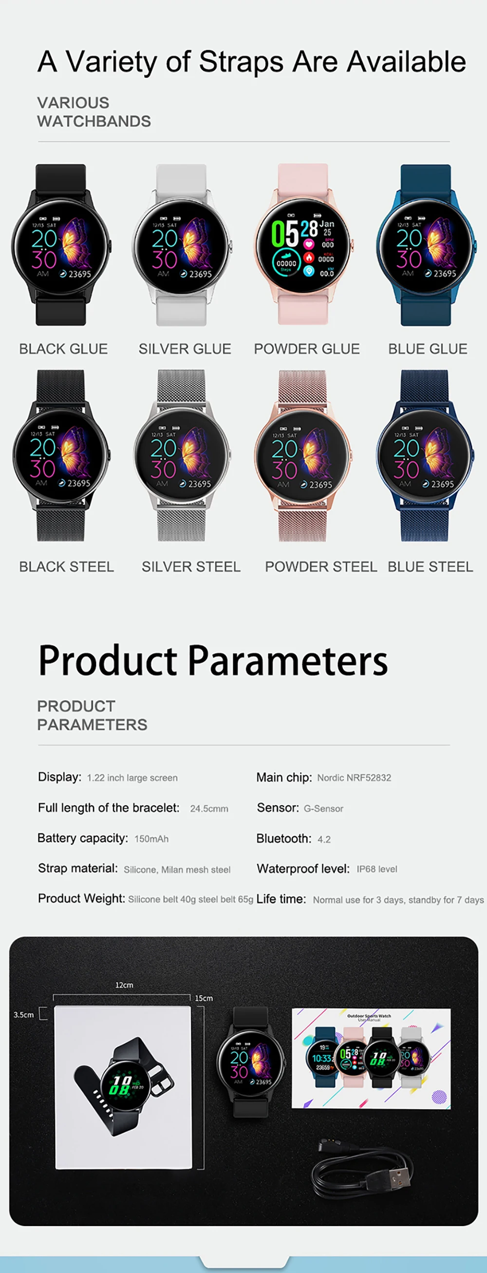 KSR905 Смарт-часы фитнес-трекер для женщин Bluetooth SmartWatch IP68 водонепроницаемый монитор сердечного ритма и артериального давления смарт-браслет