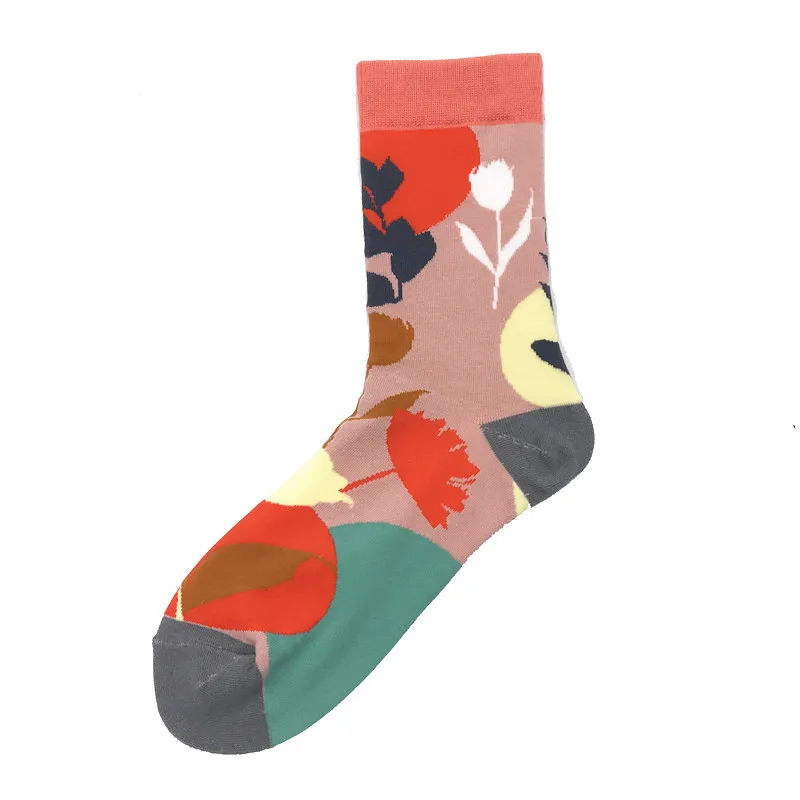 Kawaii/женские носки с цветочным рисунком; милые женские носки с абстрактным принтом; хлопковые короткие креативные носки с животными; теплые забавные зимние носки до щиколотки - Цвет: socks 15