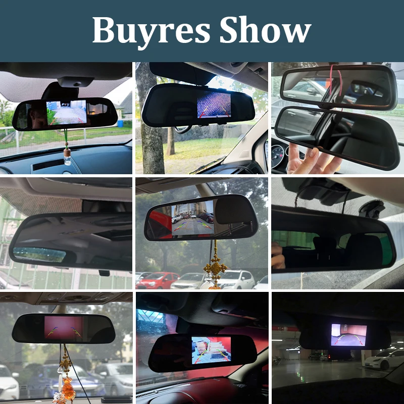 Hippcron Car Rearview Mirror Monitor 4.3 Or 5 Inch HD Video Auto Parking Monitor For Night Vision LED Reversing Cameras car parking monitor