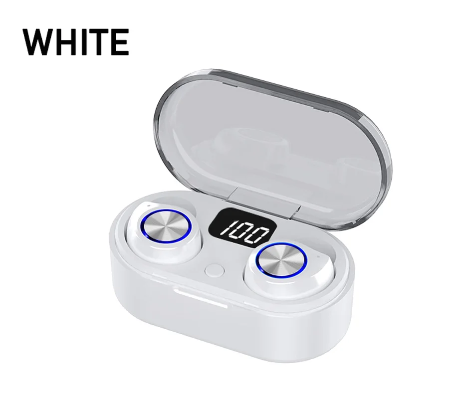 Светодиодный TW80 беспроводные наушники bluetooth 5,0 дисплей для наушников бас HiFi стерео мини TWS наушники с микрофоном гарнитура для всех телефонов - Цвет: Белый