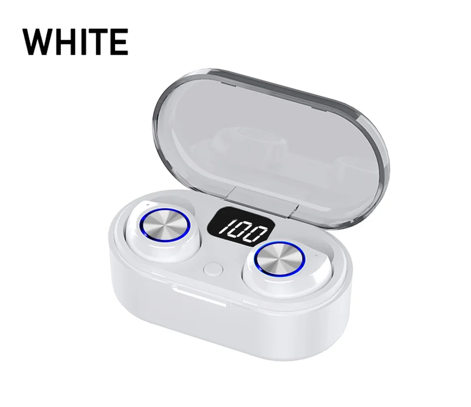 Белый Светодиодный TW80 беспроводные наушники bluetooth 5,0 дисплей для наушников бас HiFi стерео мини TWS наушники с микрофоном гарнитура для всех телефонов - Цвет: Белый