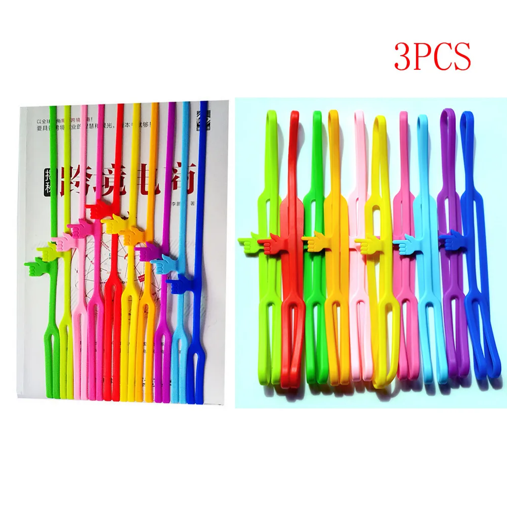 3pcs Office Items Stuff Accessories Supplies Products Silicone Bookmarks Elasticity Bookends Book Clip Organizer Reader Tool