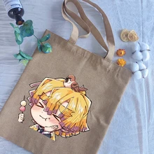 

Women's Shopper Bag Reusable Casual Shoulder Bag Agatsuma Zenitsu Printed Canvas Commuter Portable Large-capacity Tote Bag