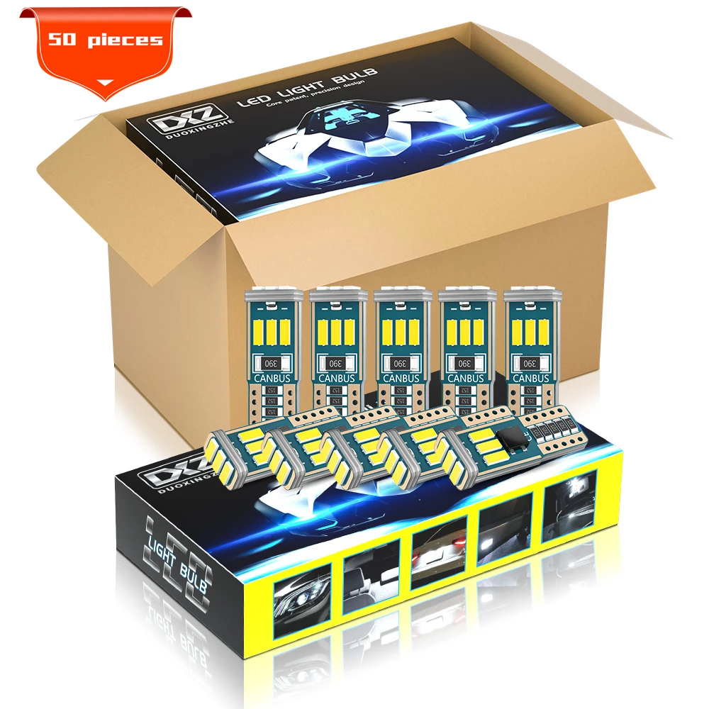 DXZ 50 шт. T10 светодиодный ные автомобильные W5W лампы Canbus 9-SMD 168 194 6000K 12 В Белый