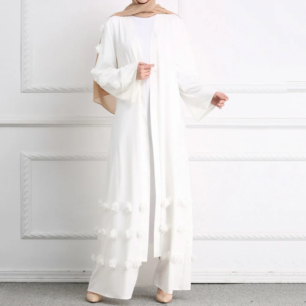 Abaya Jilbab Muslim Maxi Dress Solid Plus Size Foral Patchwork Kaftan Long High Waist Vintage Islamic Clothings Robe Cardigan